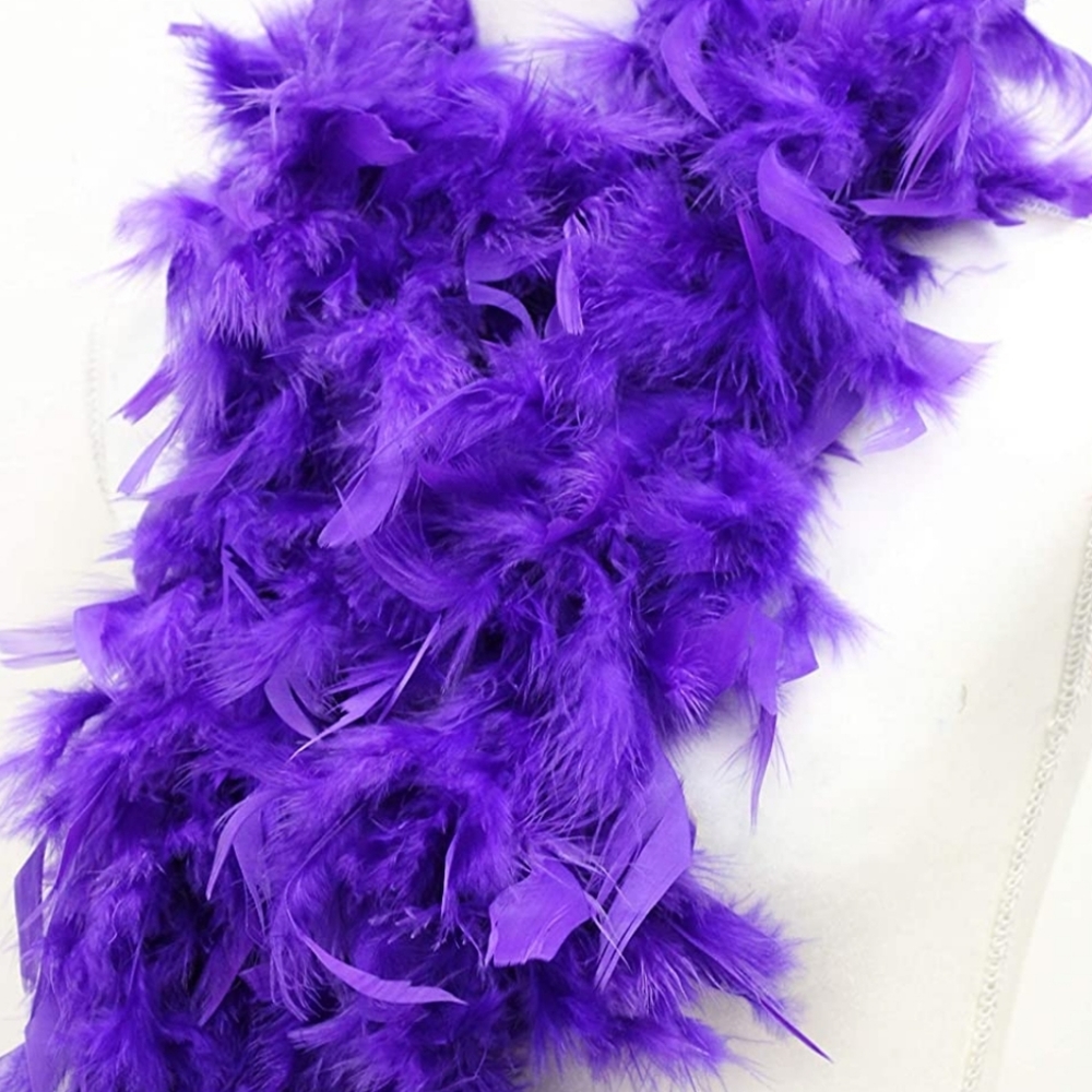 BOA Large fluffy wide long purple feather new
